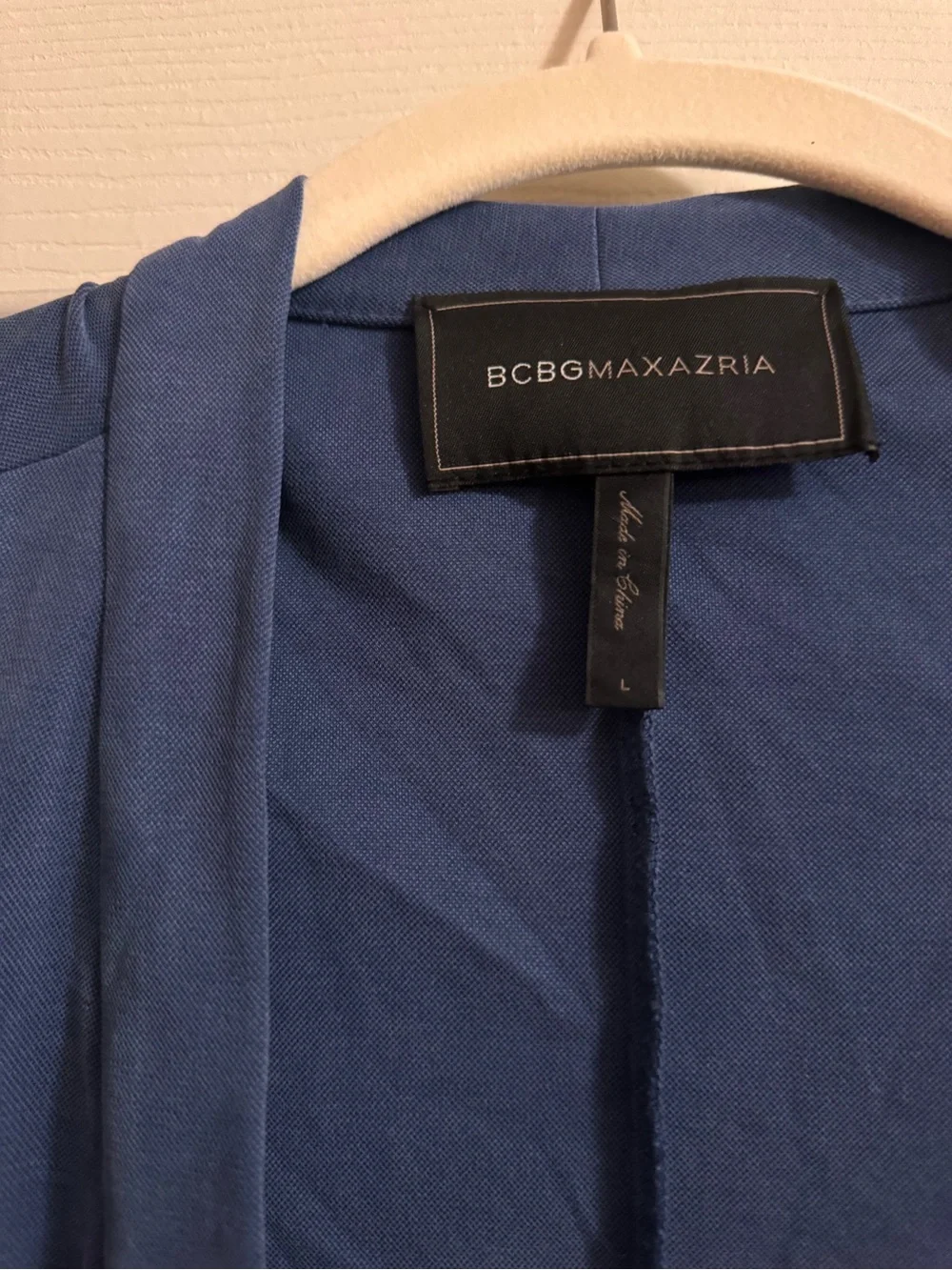 BCBGMaxAzria Navy Open-Front Draped Blazer